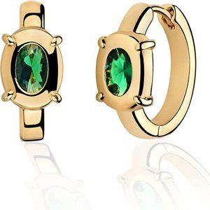 Cubic Zirconia Huggie Earrings 14k Gold Plated Tiny Cuff Earrings Small Huggie